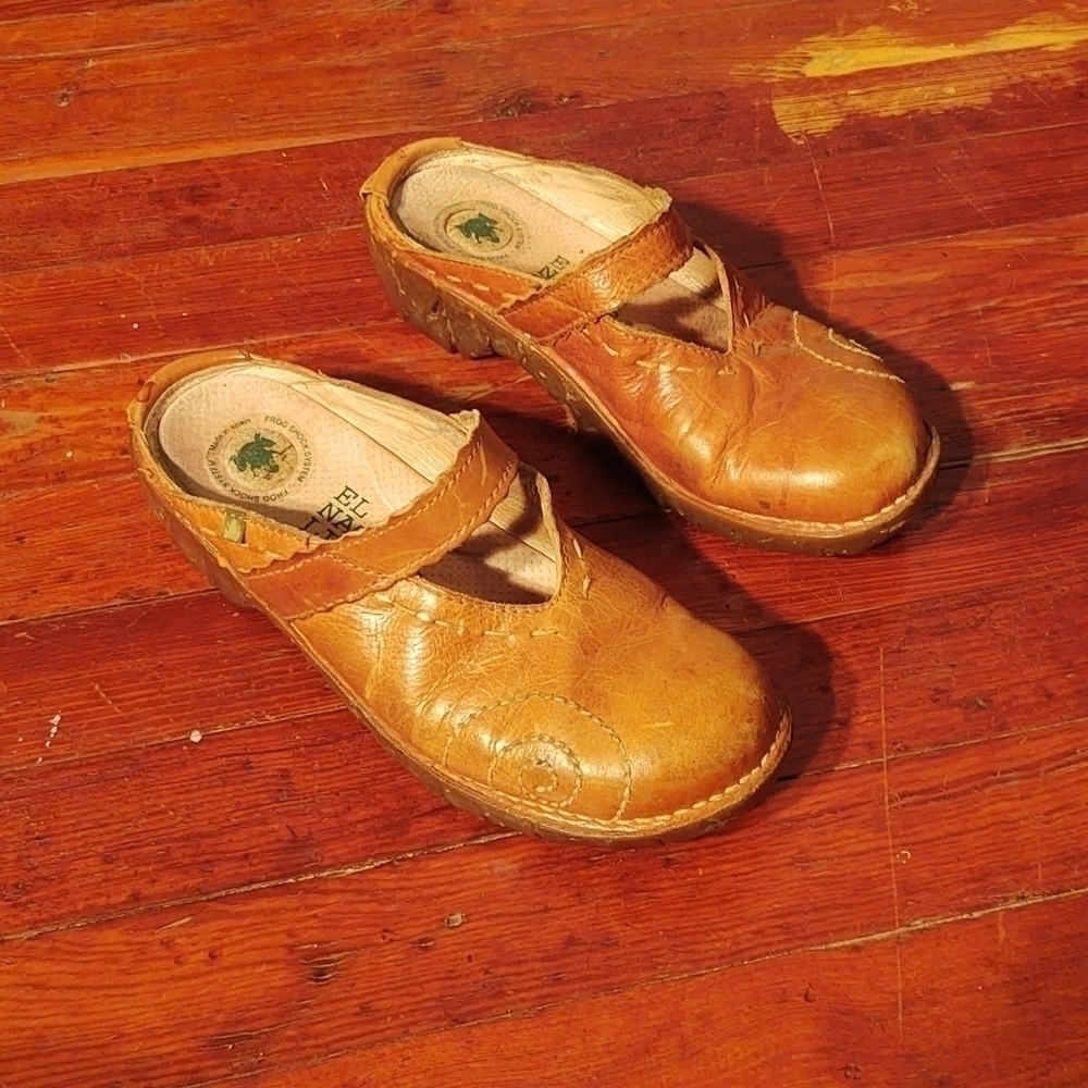 El Naturalista Tan Leather Clogs Sz EU 37 / US 7
